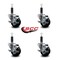 Service Caster 3'' Soft Rubber Swivel 1'' Expanding Stem Caster Set with Brake, 4PK SCC-EX20S314-SRS-TLB-1-4 - alternate 2